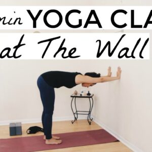 30 Min Yoga Class At The Wall - Yoga Wall Poses for All Levels - Yoga Modifications